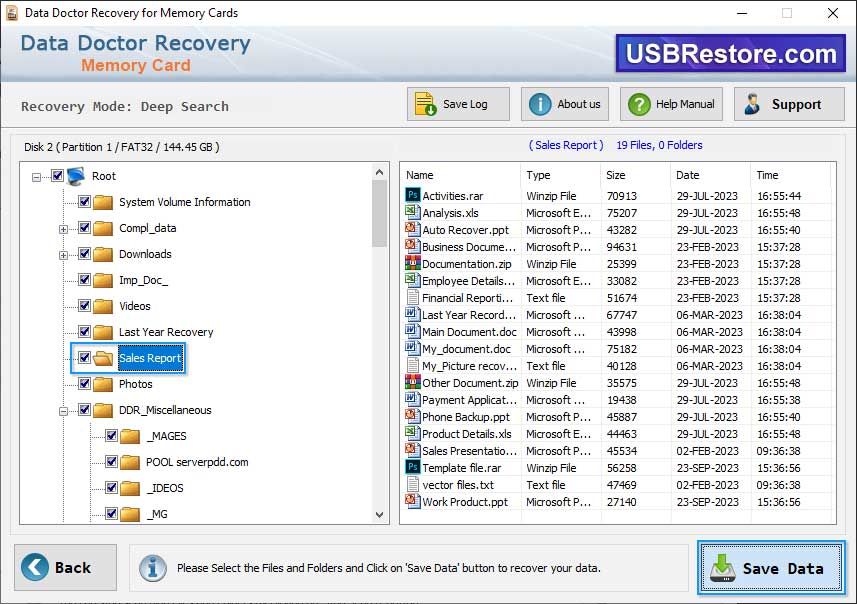 Memory Card Restore Software Screenshot