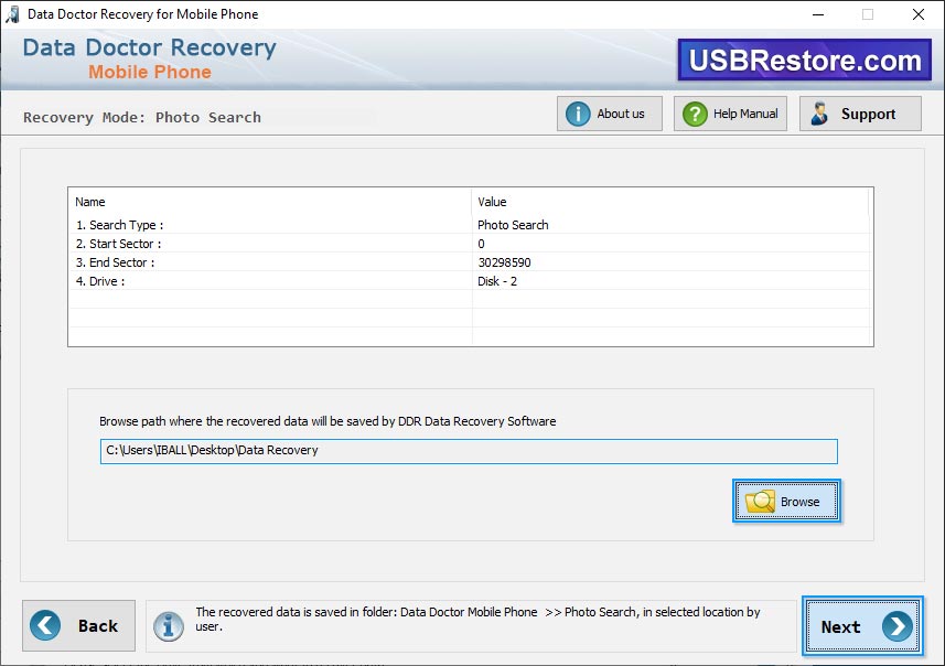 Mobile Phone Restore Software Screenshot