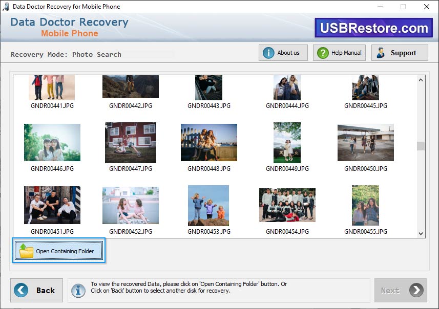 View recovered files