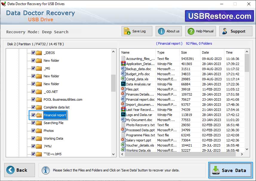 USB Restore Software Screenshot